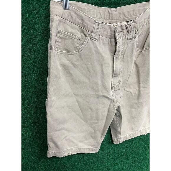 90s Northwest Territory Khaki distressed shorts Sz 34 Brown/Khaki Preppy Dad - Picture 2 of 6